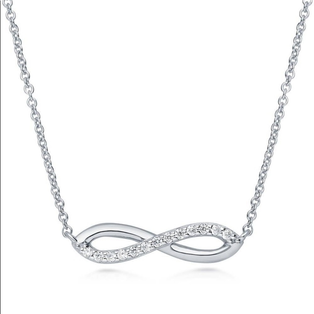 BERRICLE INFINITY ADJUSTABLE SILVER CZ NECKLACE